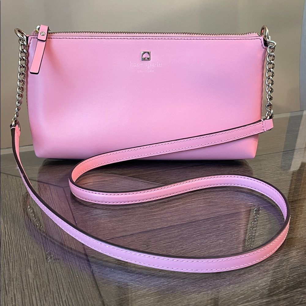Kate Spade Declan Weller Street "Bright Carnation" Pink Leather Chain Crossbody